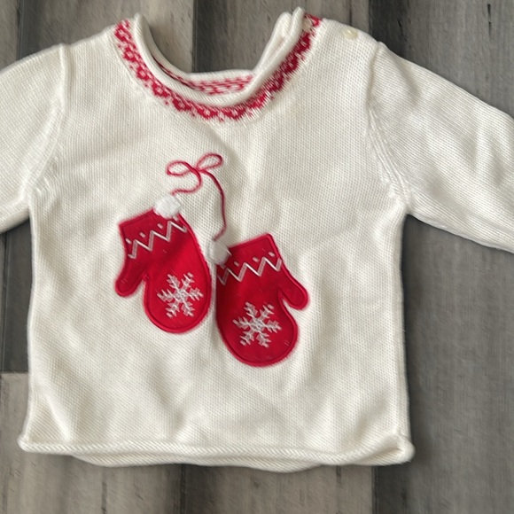 TKS Basics Child's Pullover Sweater Size 24 Months White Sweater Mittens Design - Picture 3 of 7